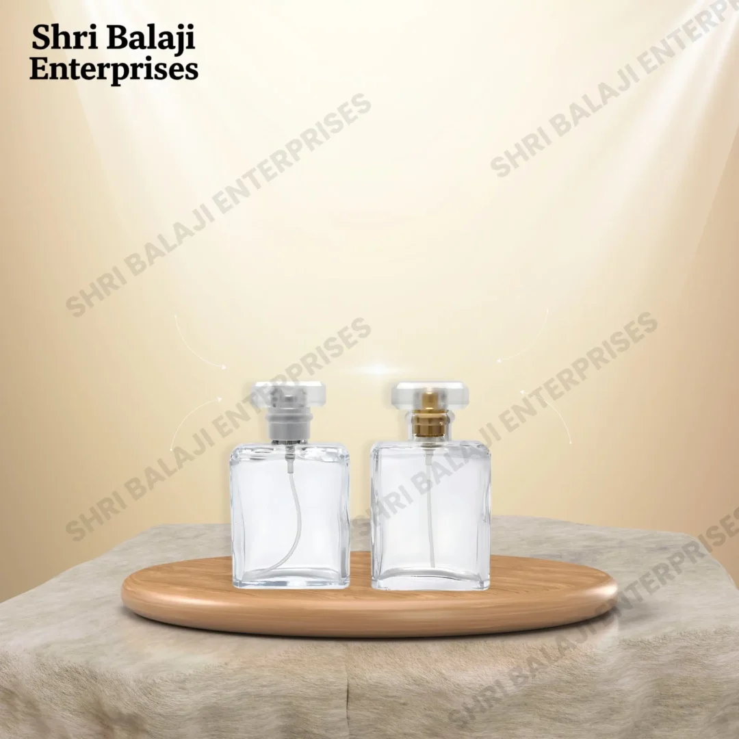 Clear Frosted Glass Square Perfume Bottle