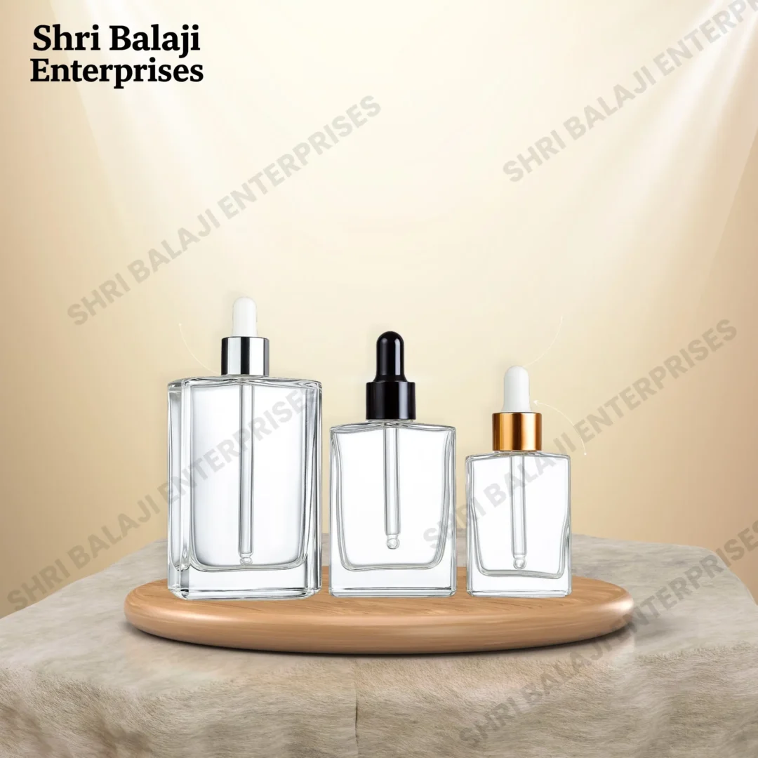 Square Glass Clear Bottle